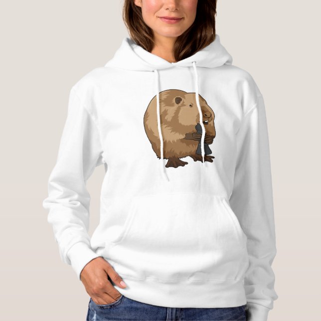 Beaver at Chess with Chess piece Bishop Hoodie (Front)