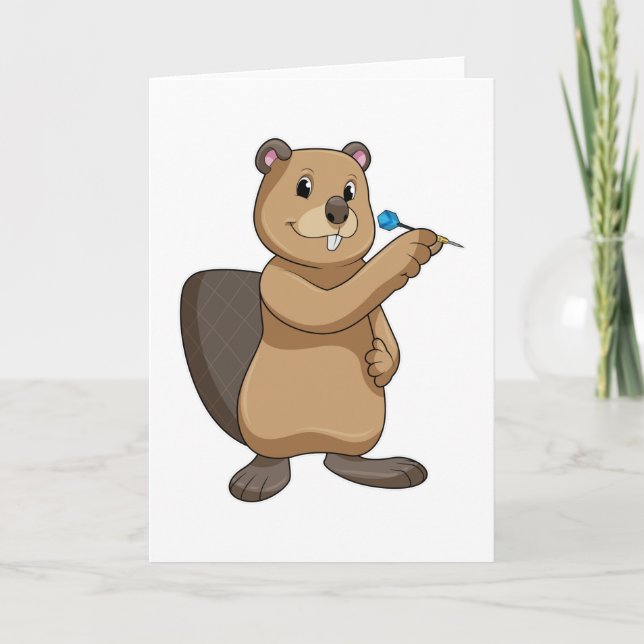 Beaver at Darts with Dart Card (Front)