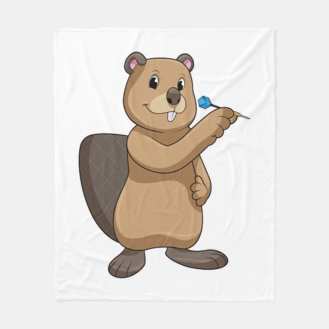Beaver at Darts with Dart Fleece Blanket (Front)