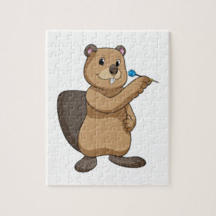 Beaver at Darts with Dart Jigsaw Puzzle