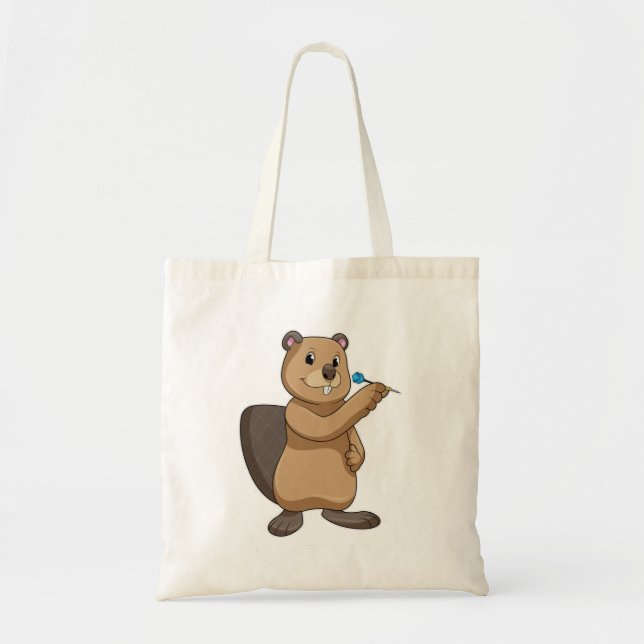 Beaver at Darts with Dart Tote Bag (Front)