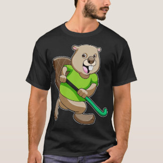 Beaver at Hockey with Hockey bat T-Shirt
