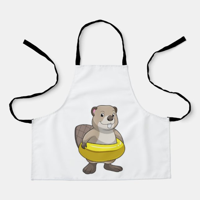 Beaver at Swimming with Swim ring Apron (Front)