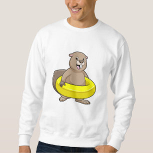 Beaver at Swimming with Swim ring Sweatshirt