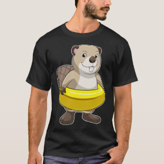 Beaver at Swimming with Swim ring T-Shirt