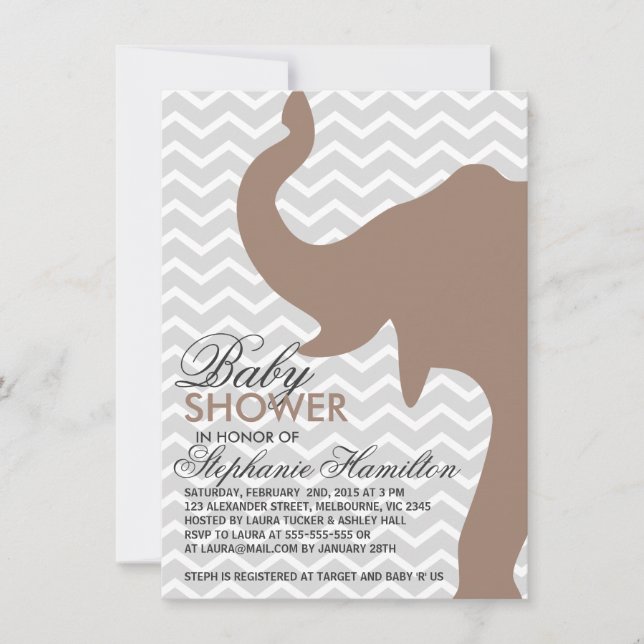 Beaver big elephant baby shower invitation (Front)