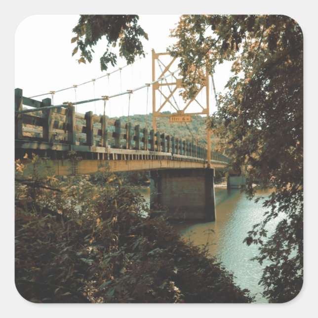beaver bridge in eureka springs square sticker (Front)