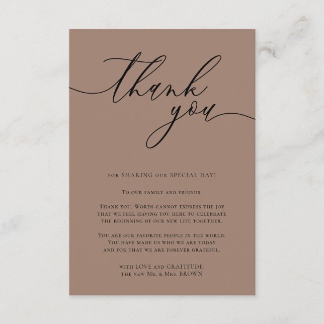 Beaver Brown Custom Photo Thank You Enclosure Card (Front)