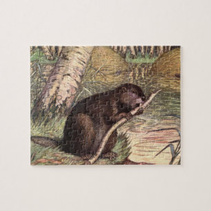 Beaver by Louis Sargent, Vintage Wild Animals Jigsaw Puzzle