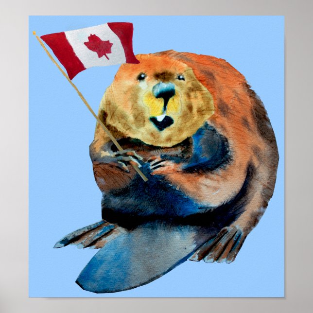 Beaver Canadian Flag Print (Front)