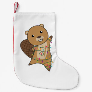 Beaver Cheerful Christmas Winter Animals Beavers A Small Christmas Stocking