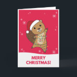 Beaver Cheerful Christmas Winter Animals Beavers Holiday Card<br><div class="desc">The beaver at Christmas with fairy lights. Funny animals with gifts and snow for the holidays. Also funny for Christmas in July. Beavers are cute animals and perfect for Christmas.</div>