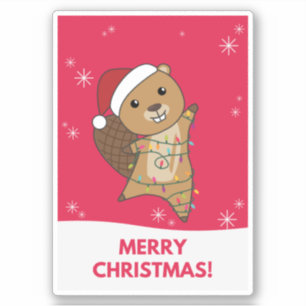 Beaver Cheerful Christmas Winter Animals Beavers S