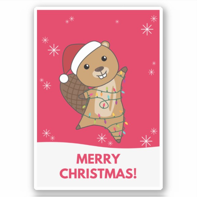 Beaver Cheerful Christmas Winter Animals Beavers S (Front)