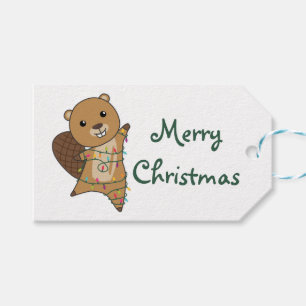 Beaver Cheerful Christmas Winter Animals Beavers T Gift Tags