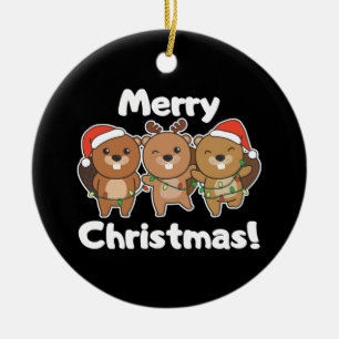 Beaver Christmas Animals Beavers Merry Christmas C Ceramic Ornament