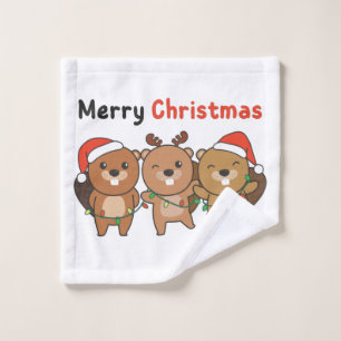 Beaver Christmas Animals Beavers Merry Christmas Wash Cloth