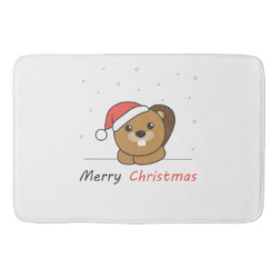 Beaver Christmas Snow Winter Animals Beaver Bath Mat