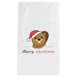 Beaver Christmas Snow Winter Animals Beaver Small Gift Bag