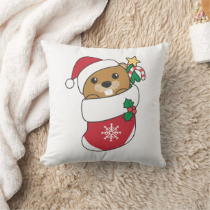 Beaver Christmas Snow Winter Animals Beaver Throw Pillow
