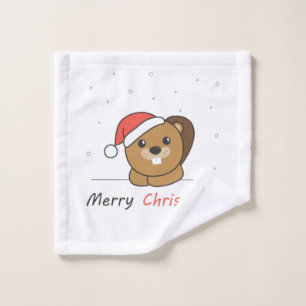 Beaver Christmas Snow Winter Animals Beaver Wash Cloth