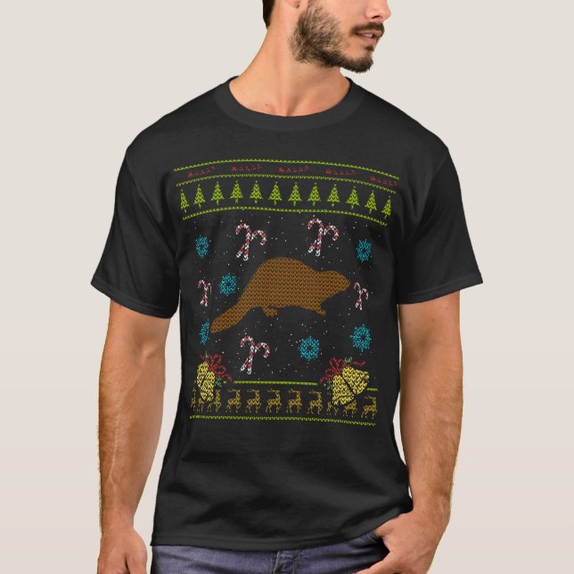 Beaver Christmas Ugly Shirt Sweater Ugly Design (Front)