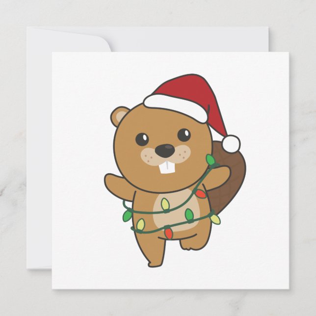 Beaver Christmas Winter Animals Beaver Invitation (Front)