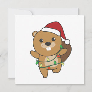 Beaver Christmas Winter Animals Beaver Invitation