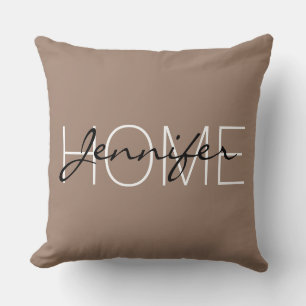 Beaver colour home monogram throw pillow