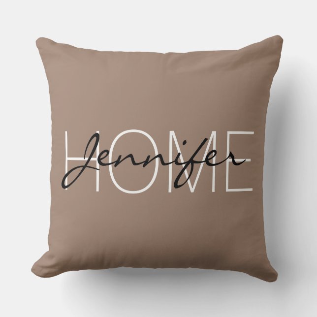 Beaver colour home monogram throw pillow (Front)