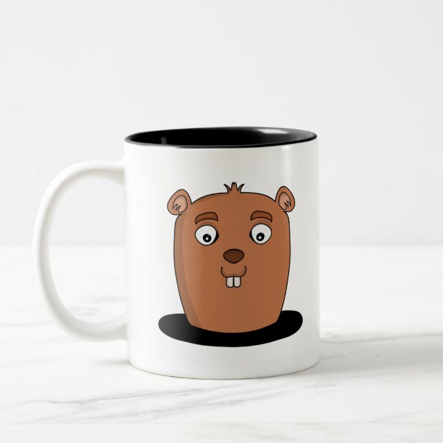 Beaver coming out of a hole Two-Tone coffee mug (Left)