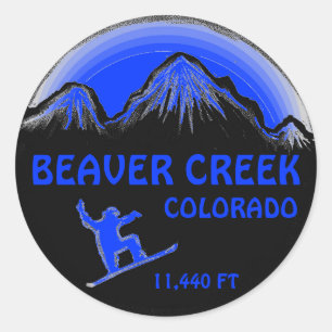 Beaver Creek Colorado blue snowboard art stickers