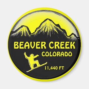 Beaver Creek Colorado jaune snowboard aimant art