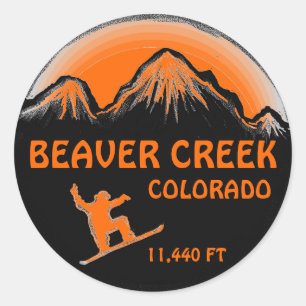 Beaver Creek Colorado orange snowboard art sticker