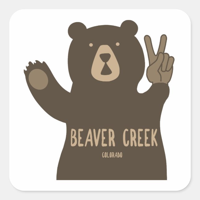 Beaver Creek Colorado Peace Bear Square Sticker (Front)