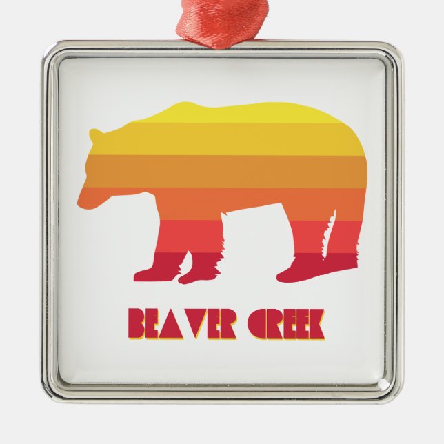 Beaver Creek Colorado Rainbow Bear Metal Ornament (Front)