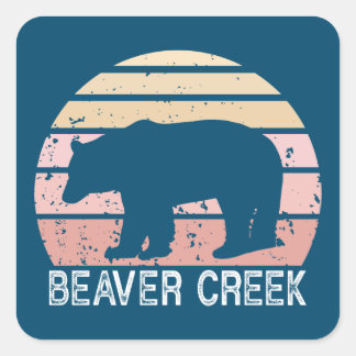 Beaver Creek Colorado Retro Bear Square Sticker