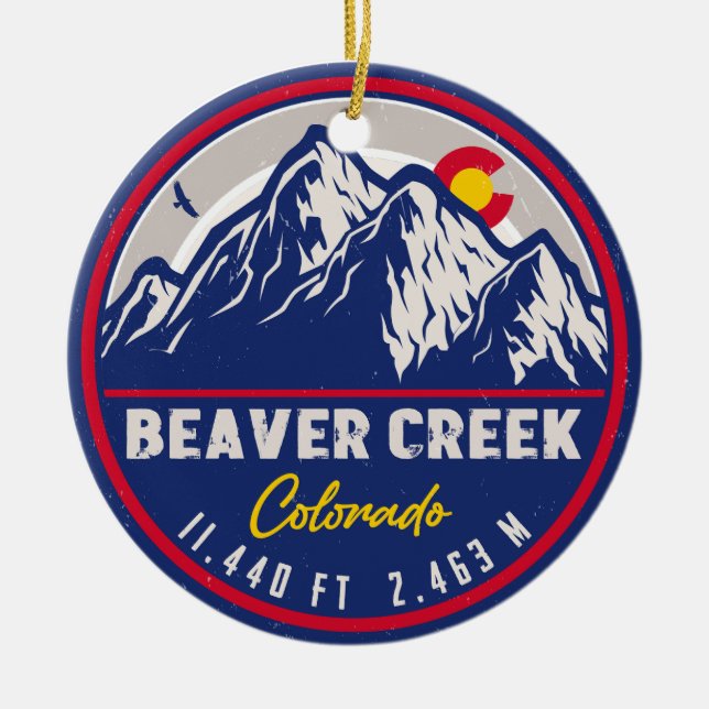 Beaver Creek Colorado Retro Sunset Souvenirs Ceramic Ornament (Front)