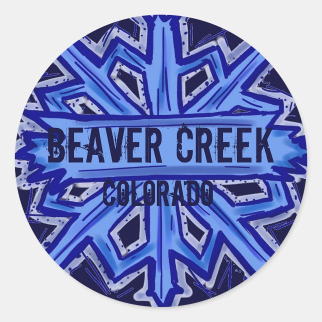 Beaver Creek Colorado snowflake round stickers (Front)