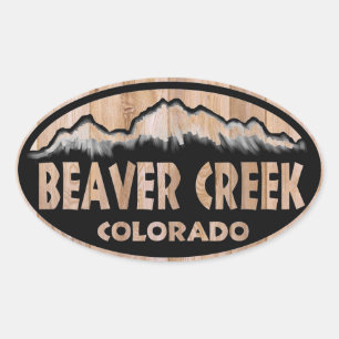 Beaver Creek Colorado wooden sign oval stickers
