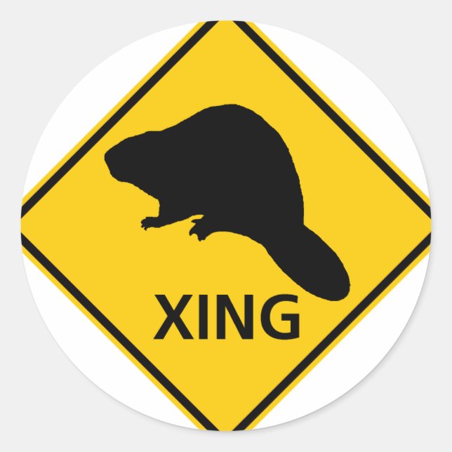 Beaver Crossing Highway Sign Classic Round Sticker (Front)