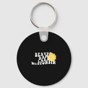 Beaver Dam Lake Wisconsin Wi Retro Wavy Souvenir V Keychain