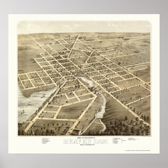 Beaver Dam, WI Panoramic Map - 1867 Poster (Front)