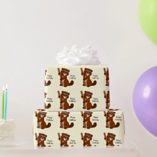 Beaver Design Birthday Wrapping Paper