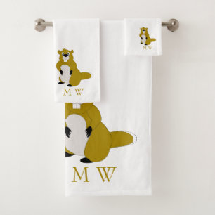 Beaver Design Monogrammed Bath Towel Set