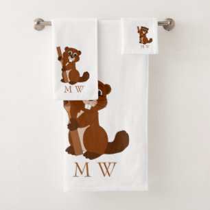 Beaver Design Monogrammed Bath Towel Set