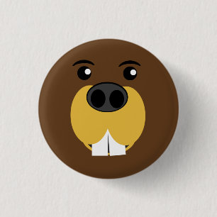 Beaver Face 1 Inch Round Button