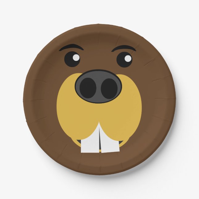 Beaver Face Paper Plate (Front)