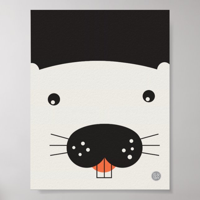 Beaver Face Poster - 11" x 8.5" (Front)