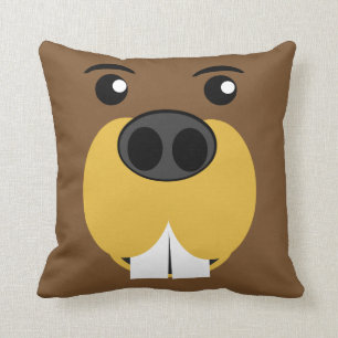 Beaver Face Throw Pillow